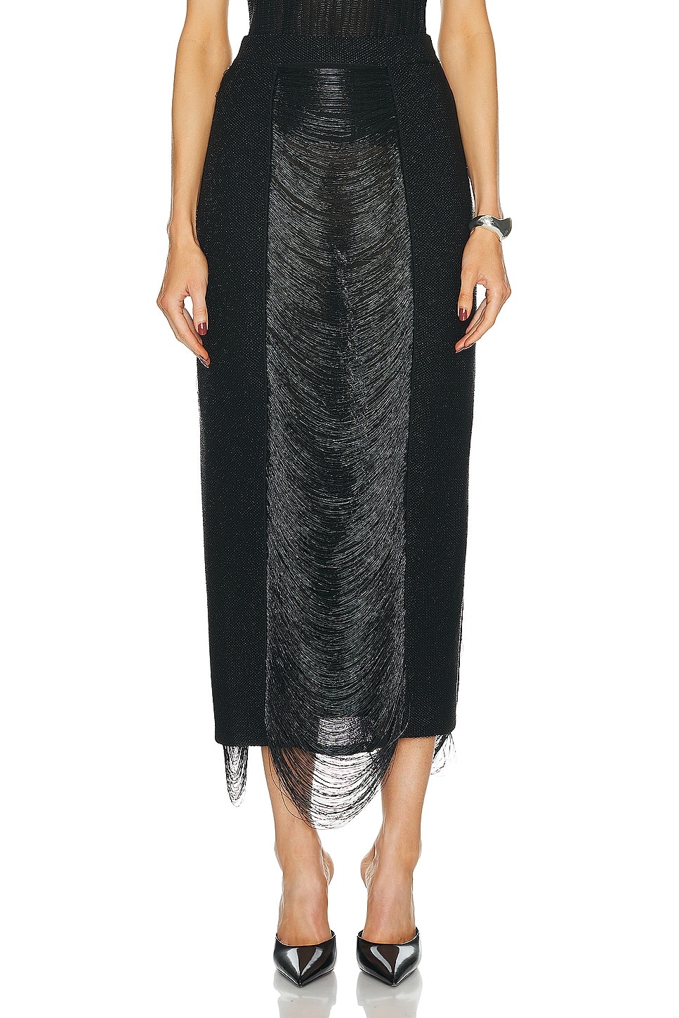 スカート alexander mcqueen SS24 LONG SKIRT (791072_Q1A9M1000) Alexander McQueen Damask-print Midi Skirt | Black | FARFETCH JO
