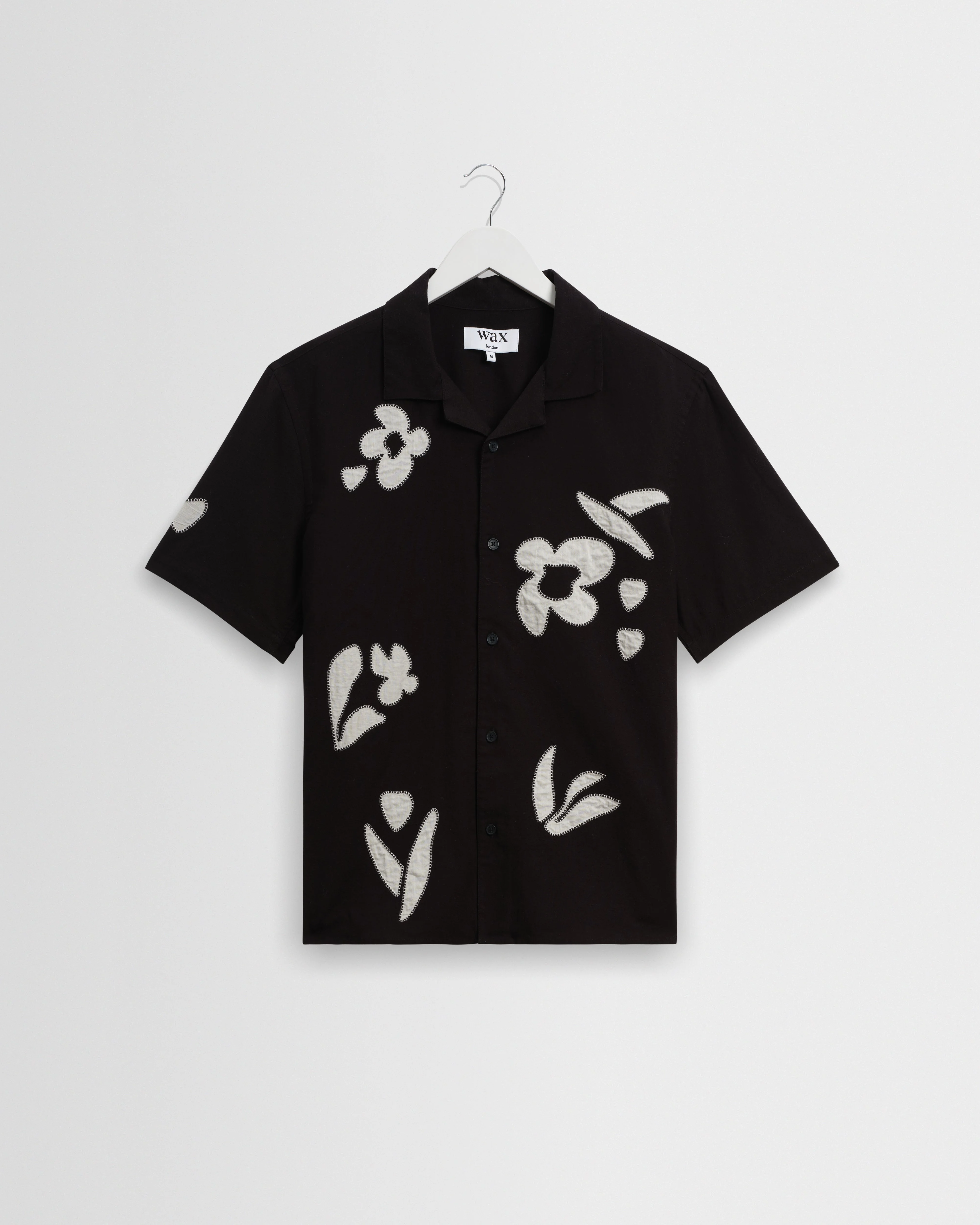 Didcot - Black And Beige Abstract Applique Short-Sleeve Shirt - 1