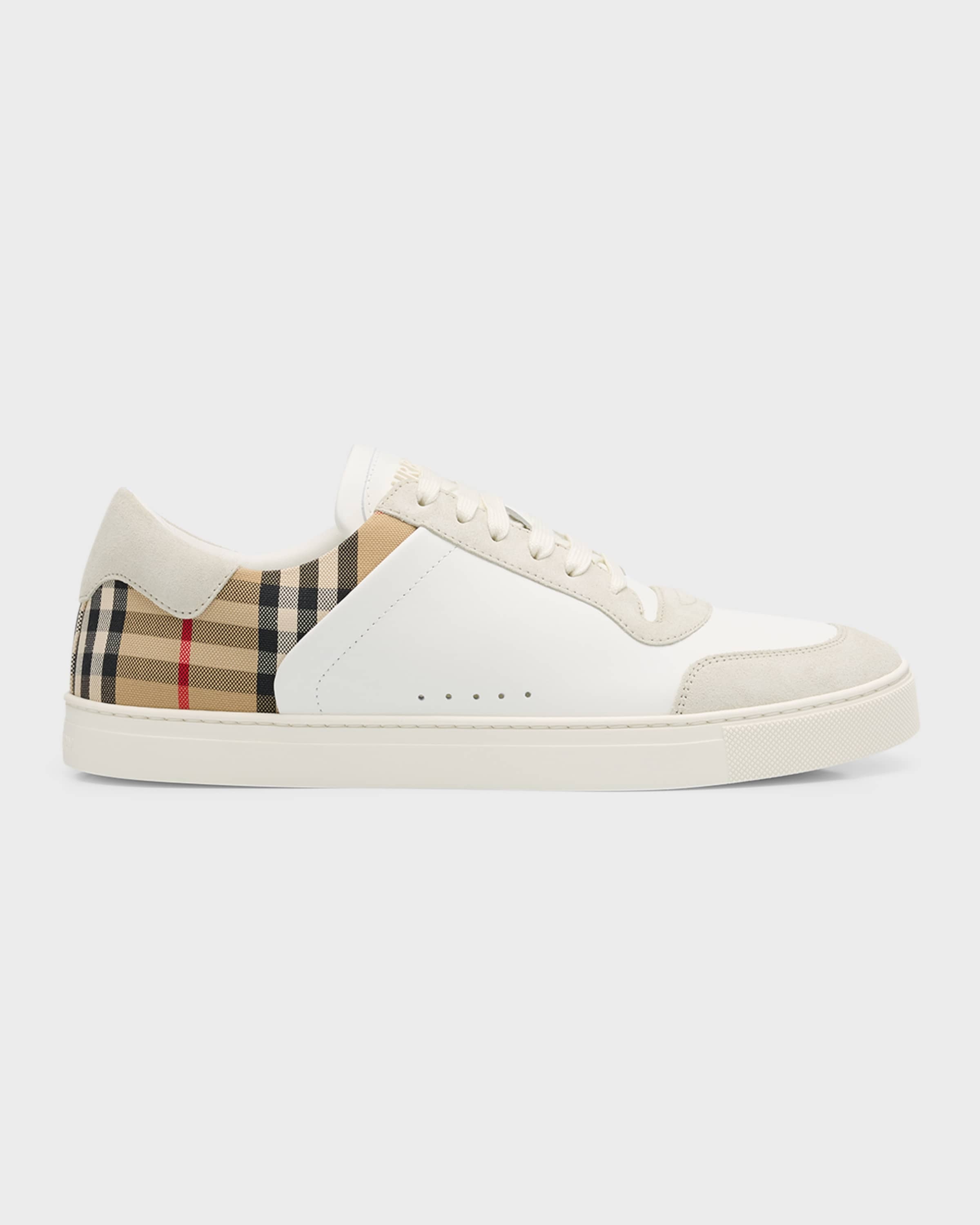 Men's Leather-Suede Check Sneakers - 1