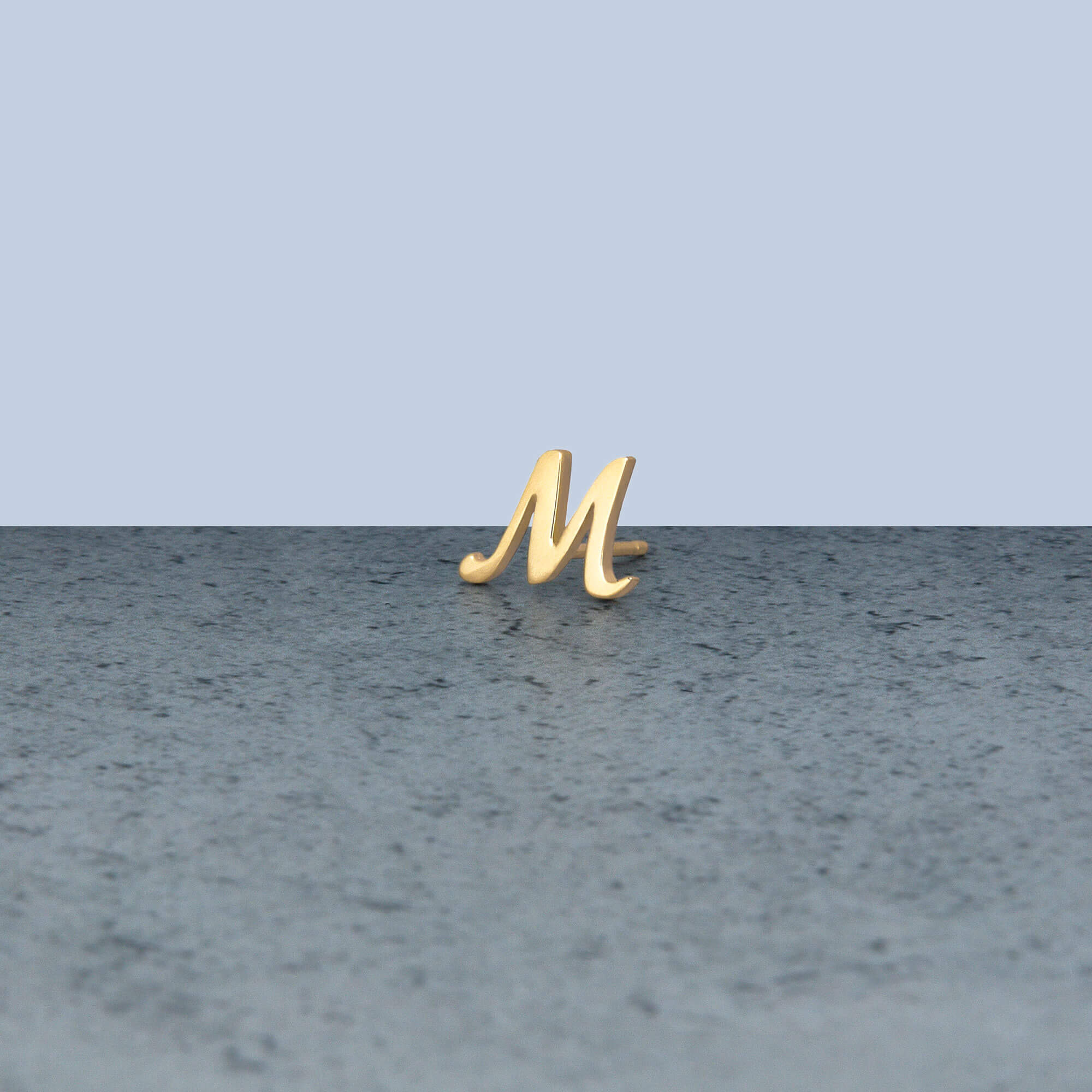 Gold Cursive Initial Stud - 6