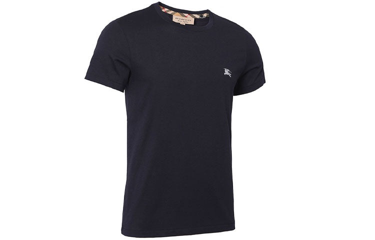 Burberry Logo Round Neck Short Sleeve Navy Blue 80038291 - 3