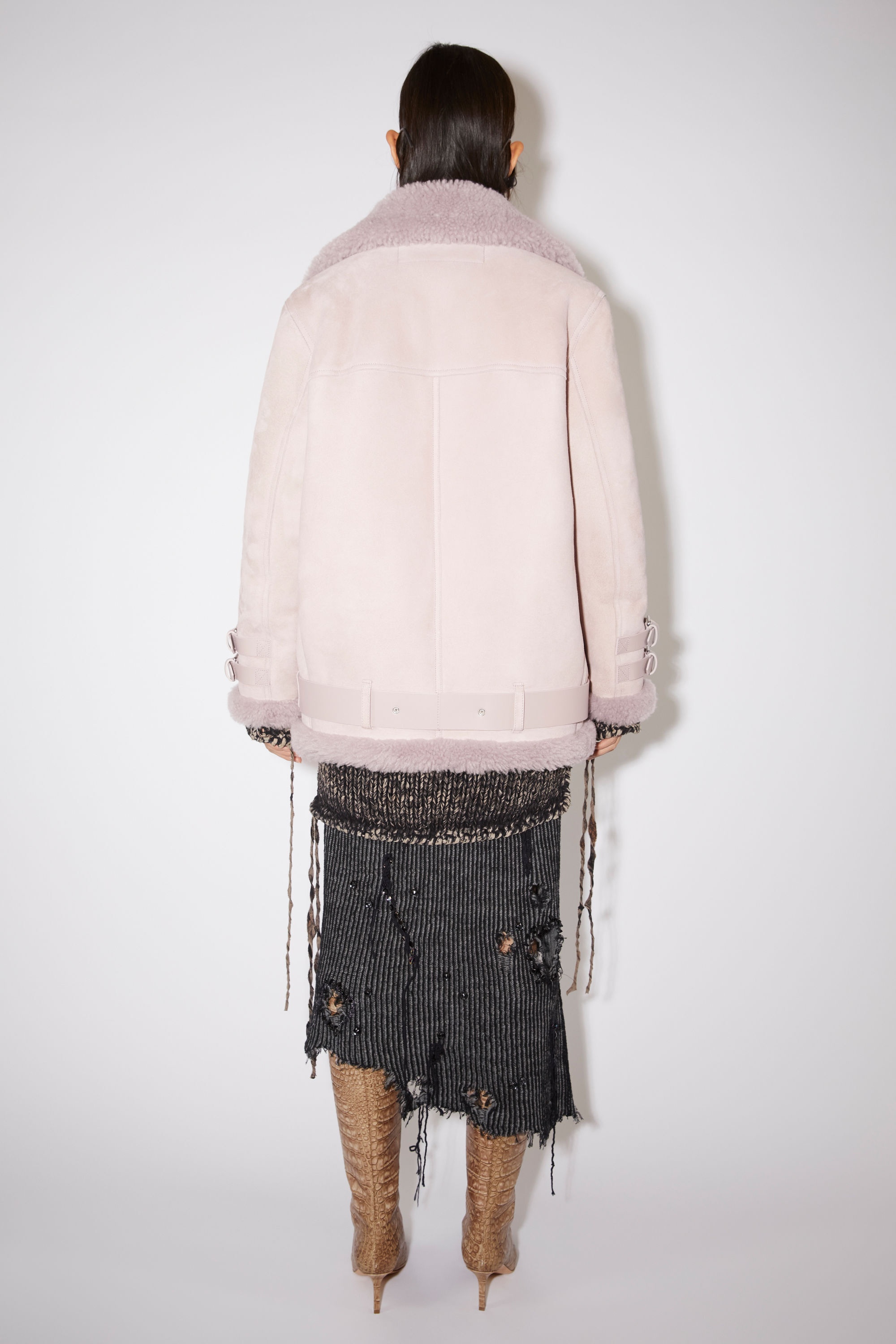Suede shearling jacket - Dusty lilac - 3