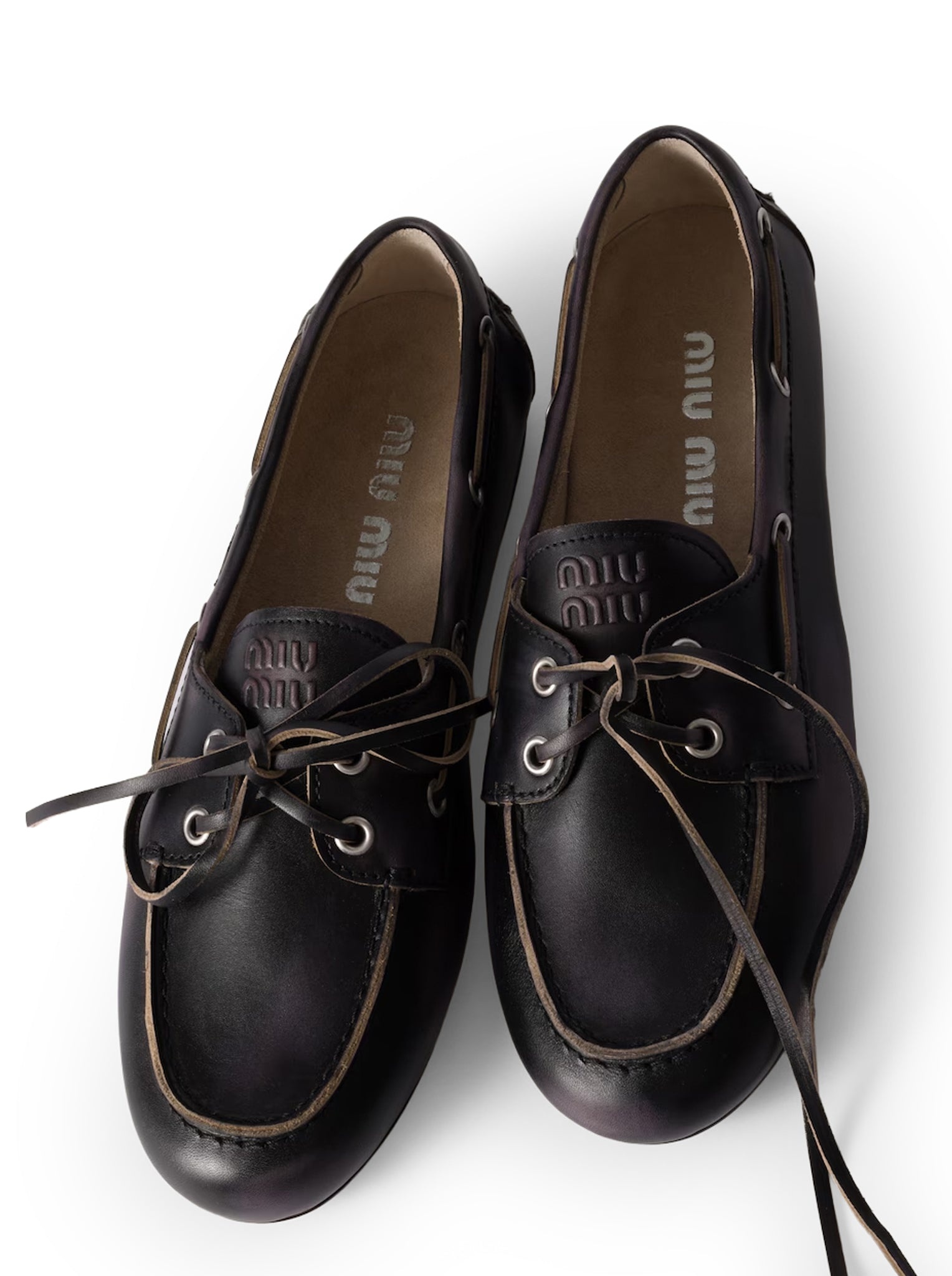 UNLINED BOAT LOAFERS IN DECOLORED LEATHER - 4