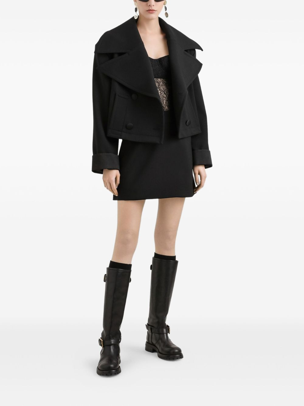 double-breasted cropped jacket - 2