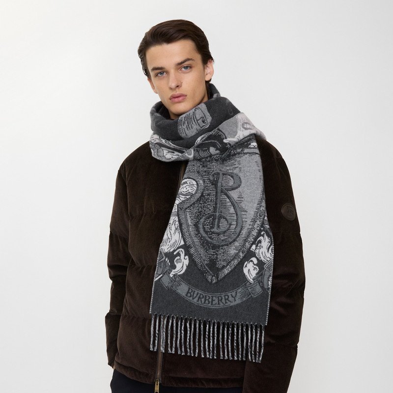 Burberry Etched Knight Cashmere Scarf outlook