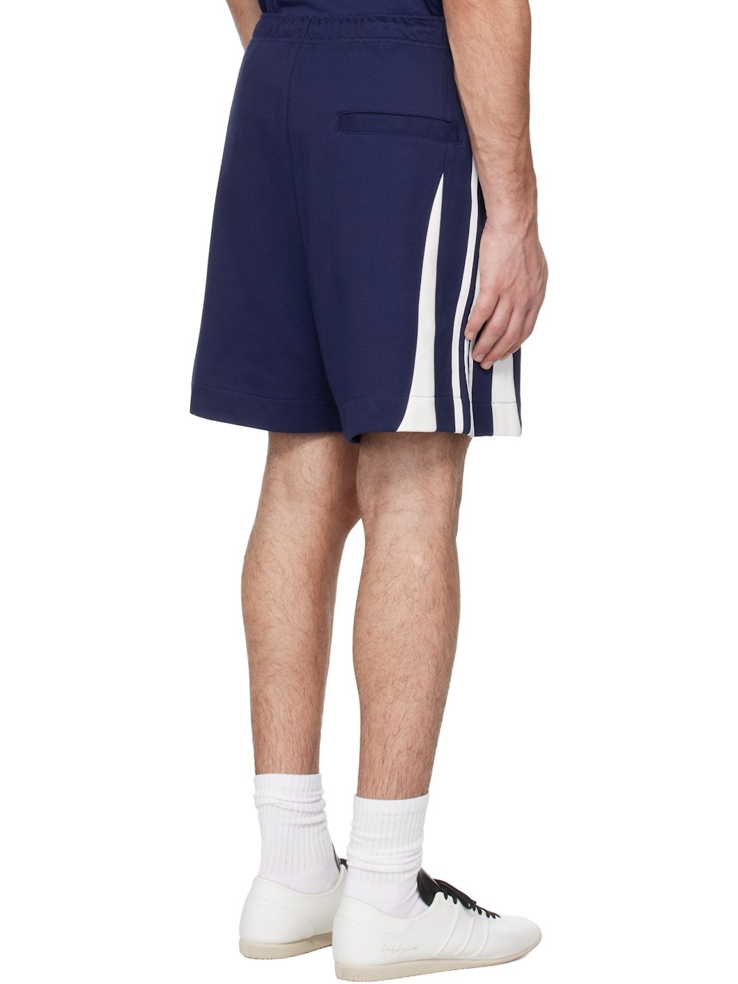 Blue French Terry Cutline Shorts - 3