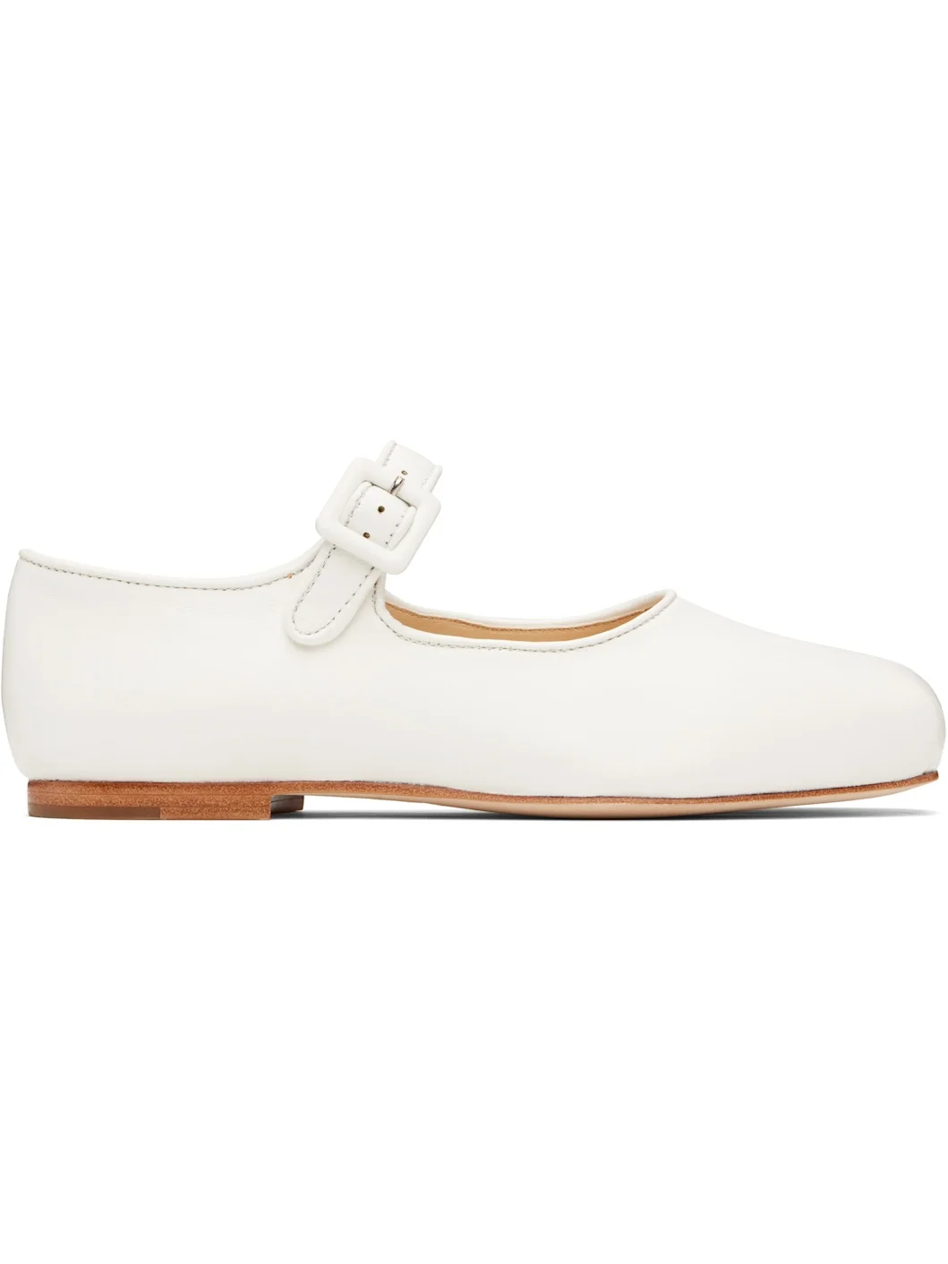 White Mary Jane Pointe Ballerina Flats - 1
