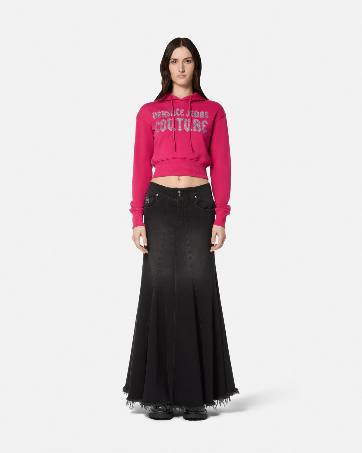 Crystal Gothic Logo Crop Hoodie - 2