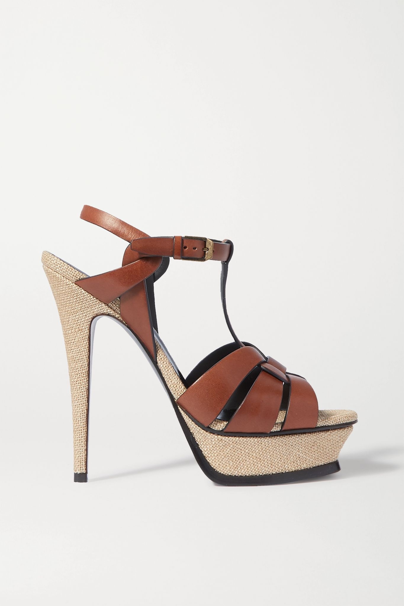 Tribute woven leather platform sandals - 1