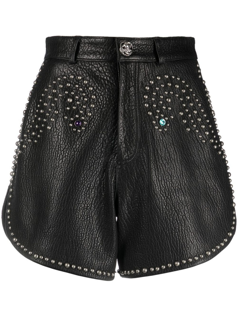 stud-embellished 가죽 뜨거운 바지 1