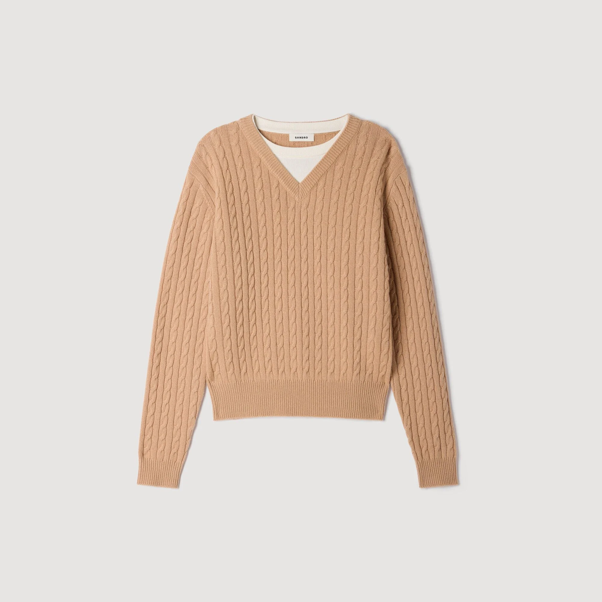 2-IN-1 CABLE KNIT SWEATER - 1