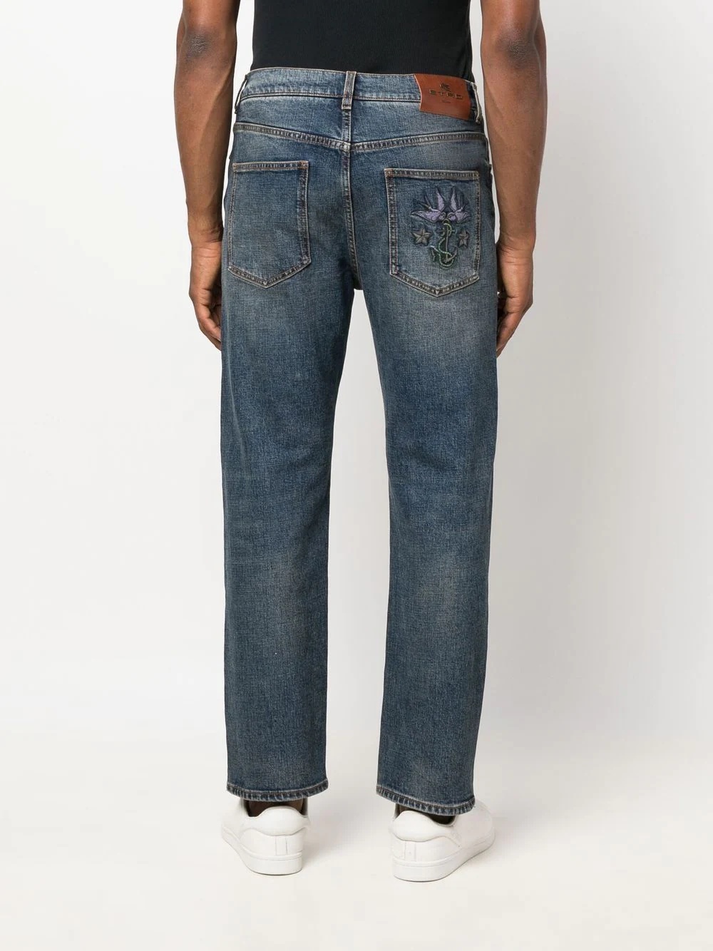 Tattoo-embroidered straight-leg jeans - 4