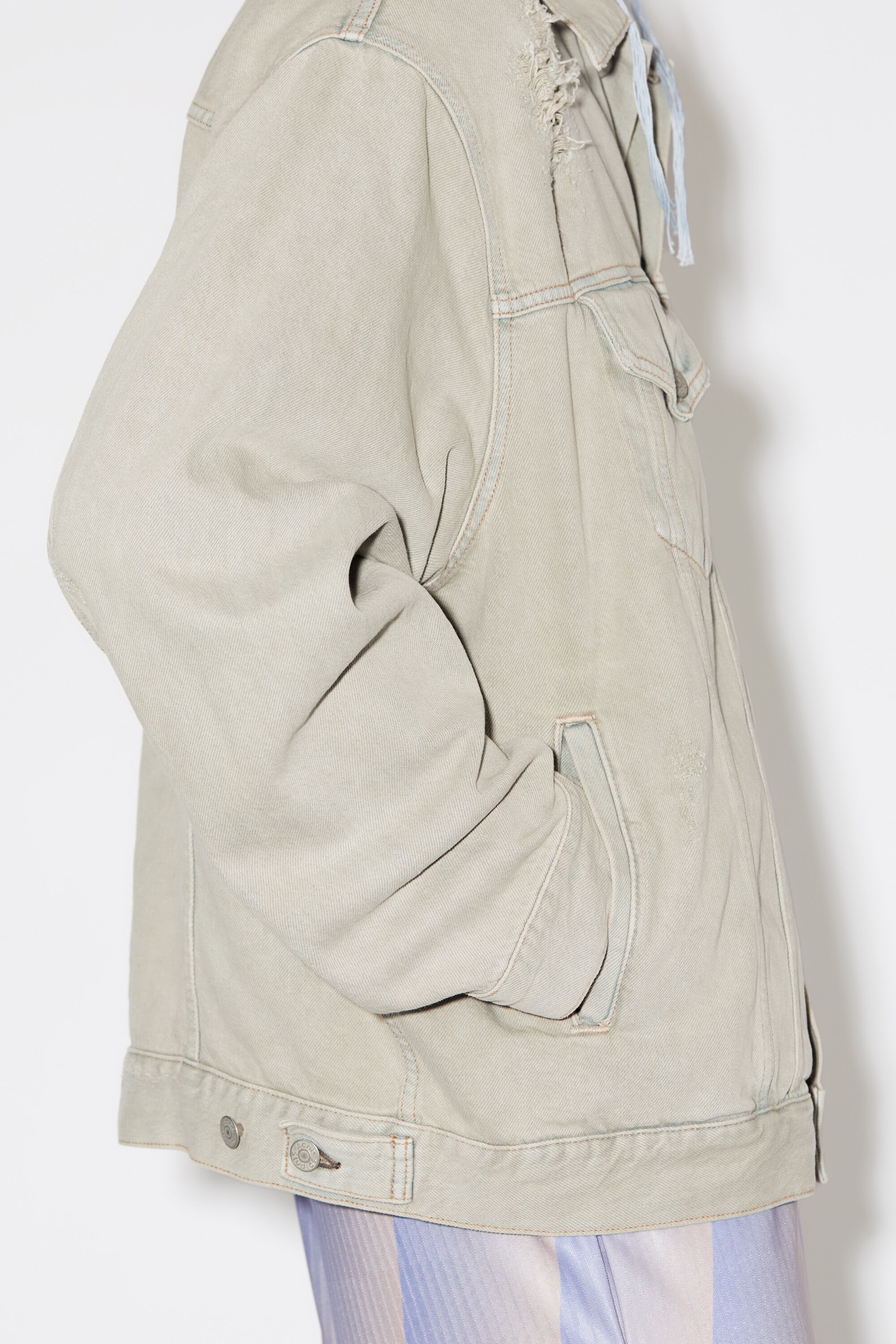 Relaxed fit denim jacket - Grey/beige - 5