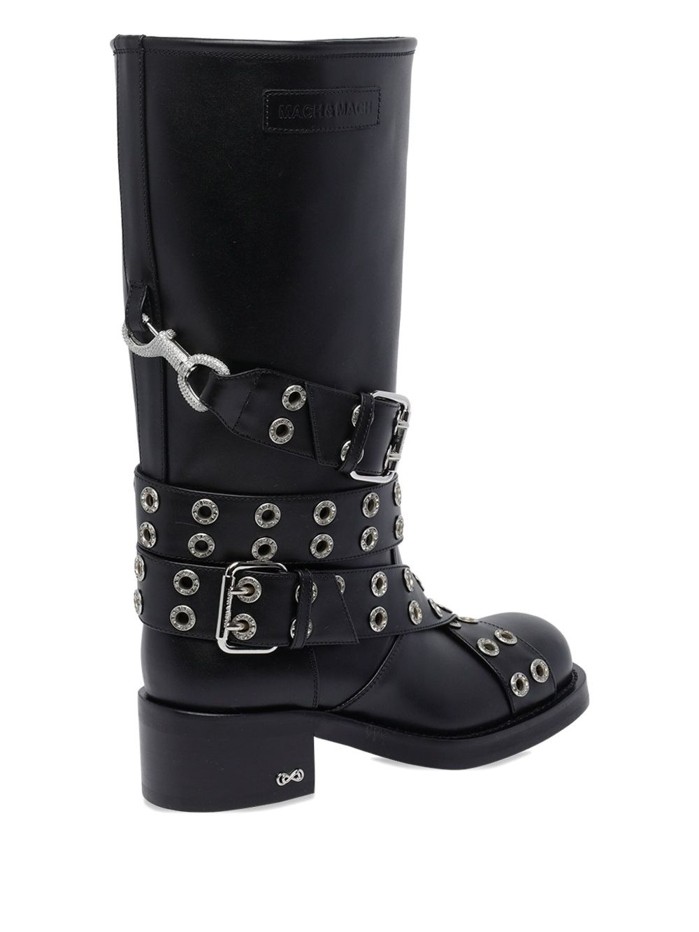 50mm buckle belt biker boots - 4
