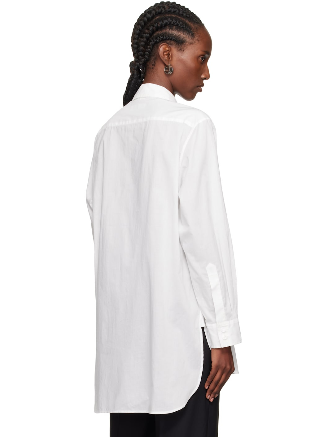 White Cotton Lawn Untrimmed Frill Shirt - 3