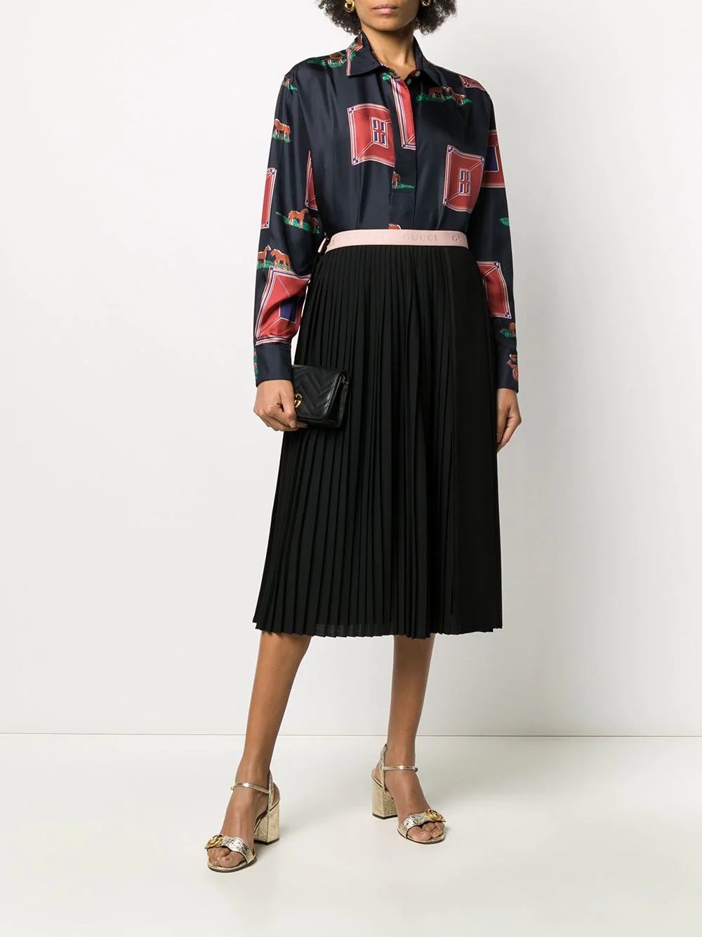 logo waistband pleated skirt - 2