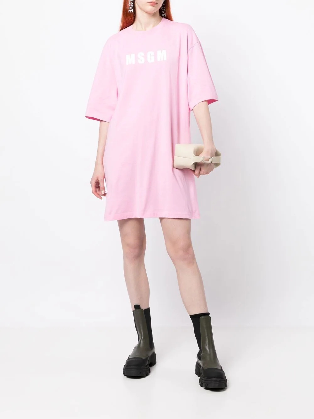 logo-print detail dress - 4