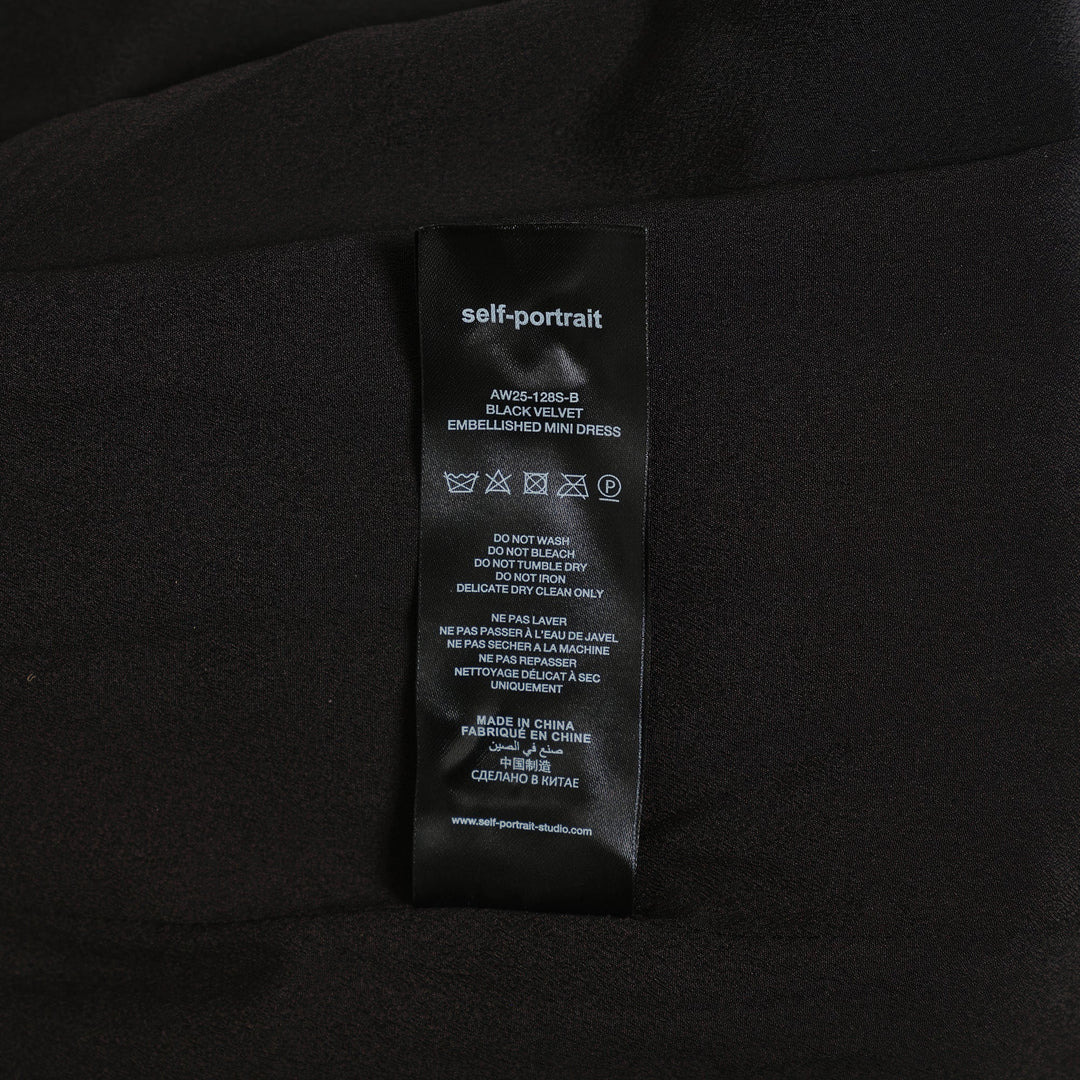 Black Velvet Embellished Mini Dress - 3