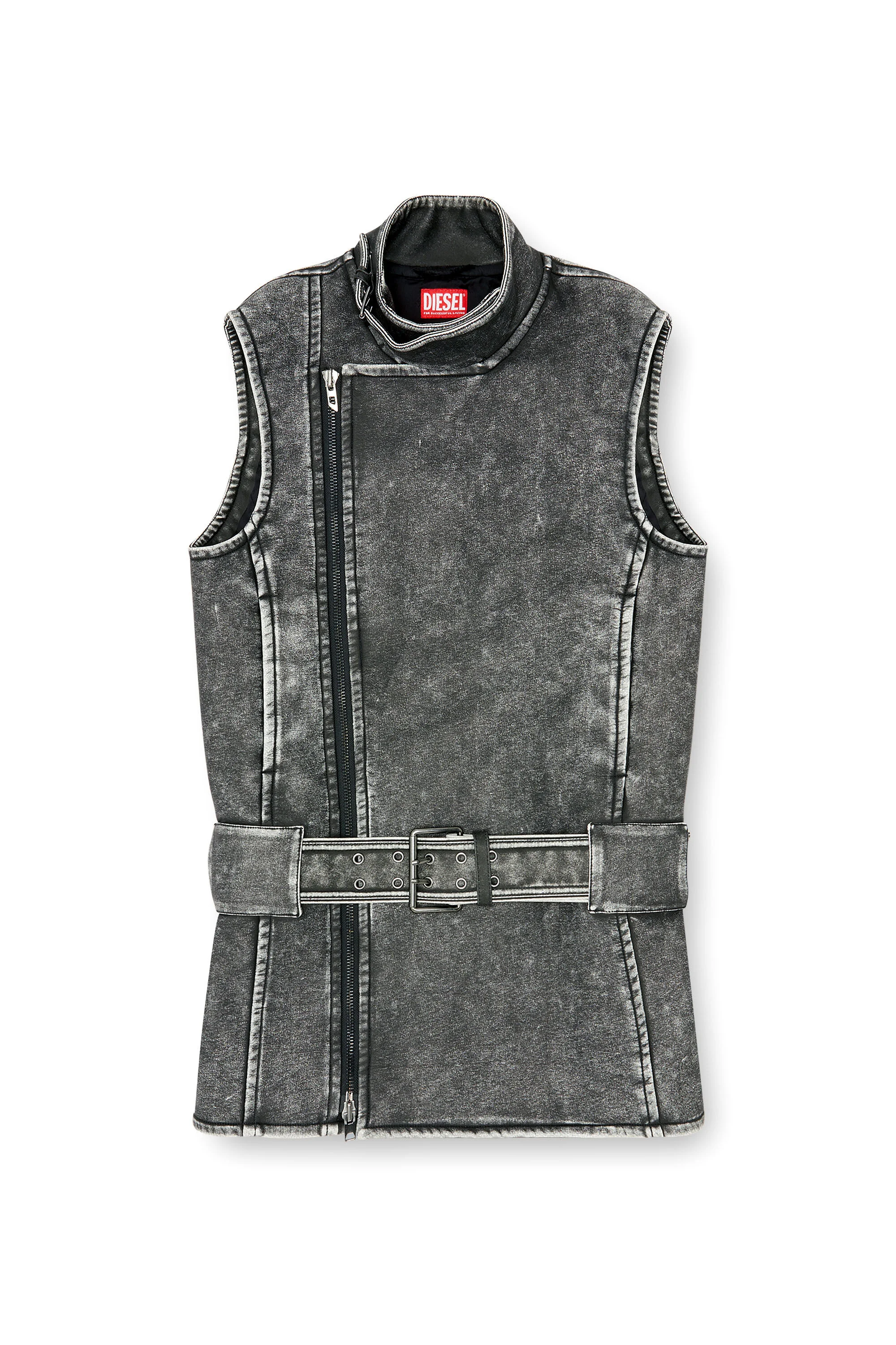 BIKER-STYLE MINI DRESS WITH BELT - 1