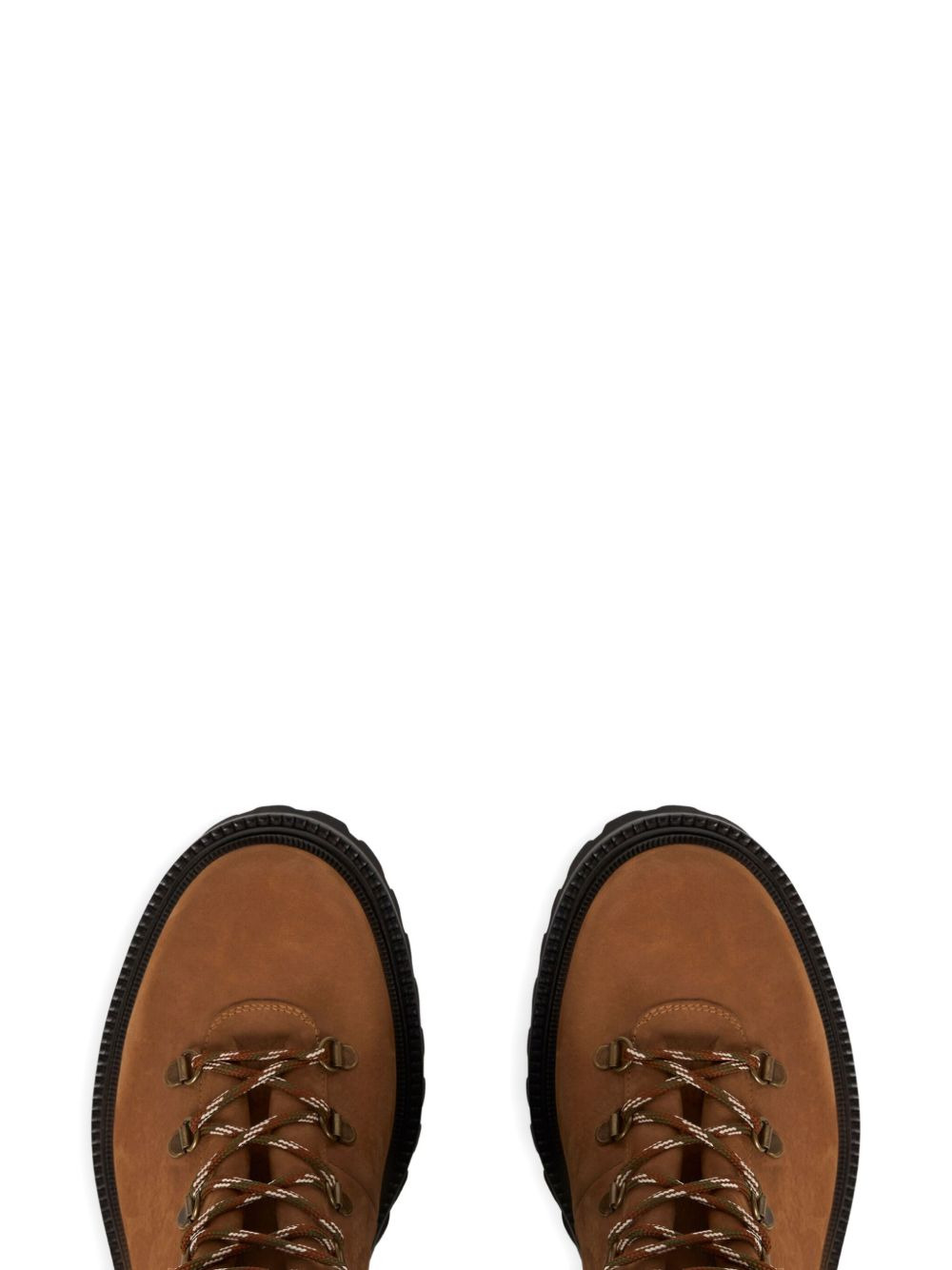 patterned-collar lace-up boots - 4