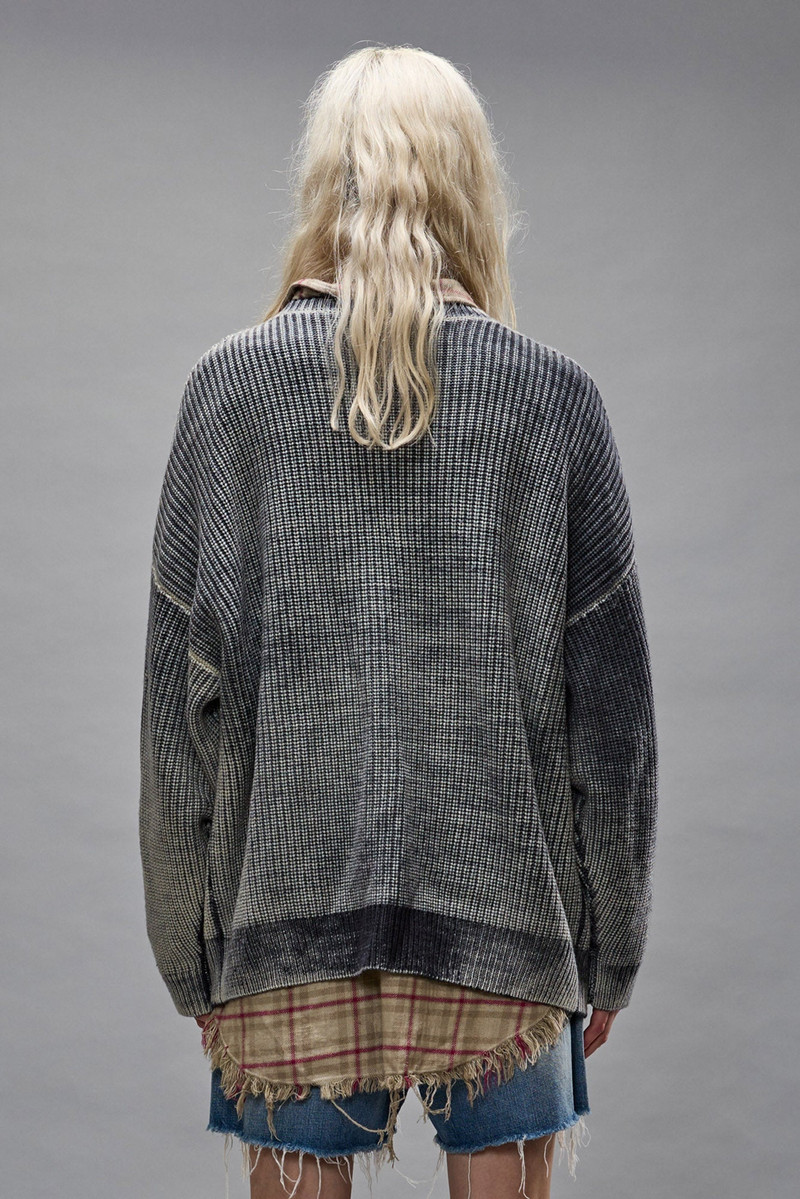 OVERSIZED CARDIGAN - DISTRESSED BLACK 6