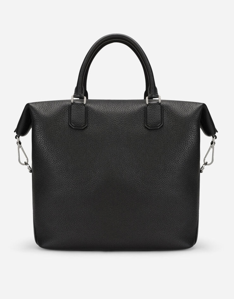 Palermo shopper in hammered calfskin with branded plate 3