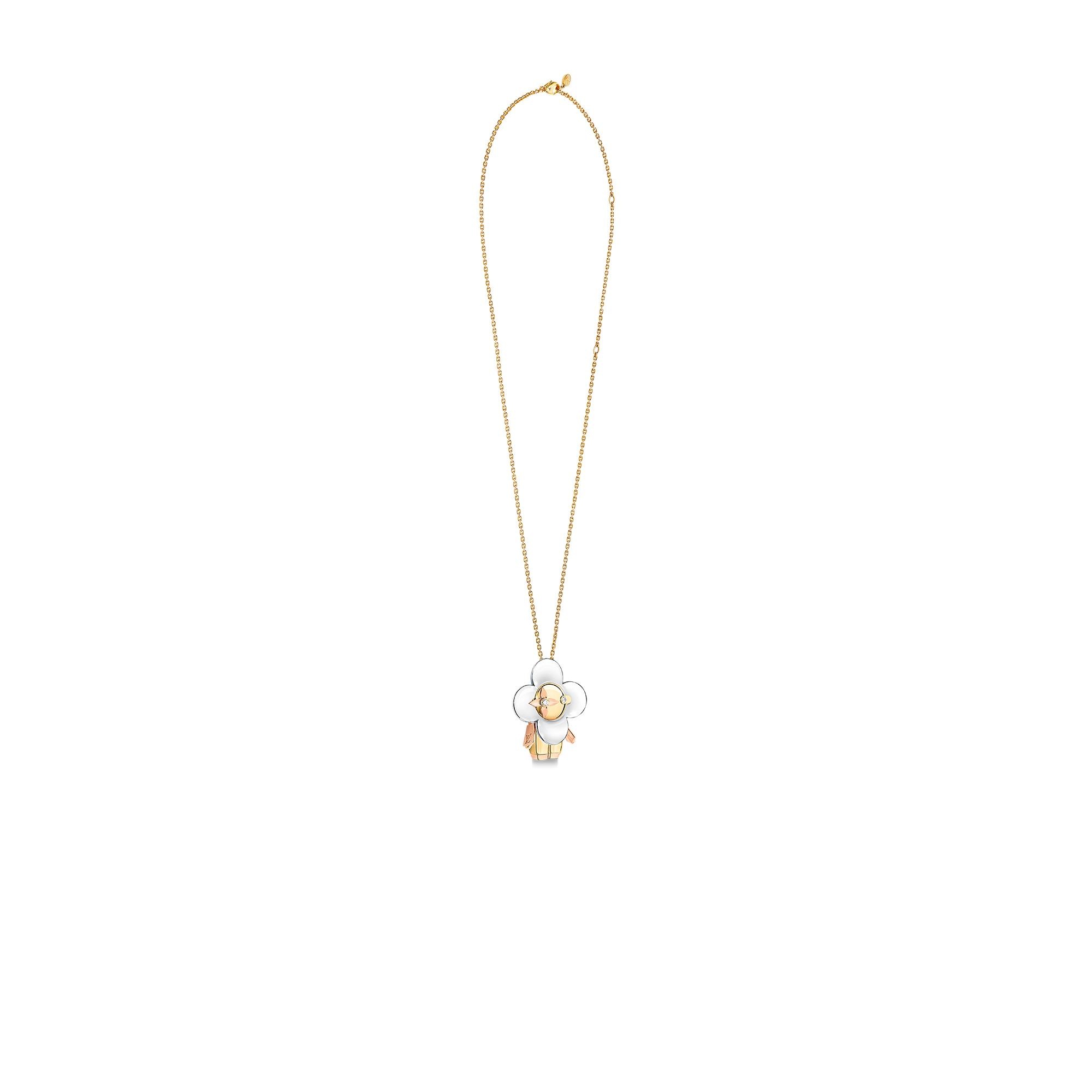 Vivienne large pendant, 3 golds & diamonds - 3