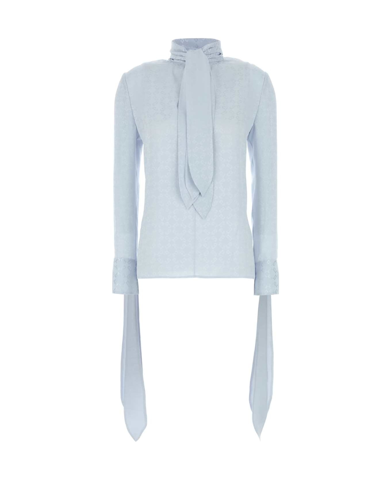 Pastel Light Blue Silk Blouse - 1