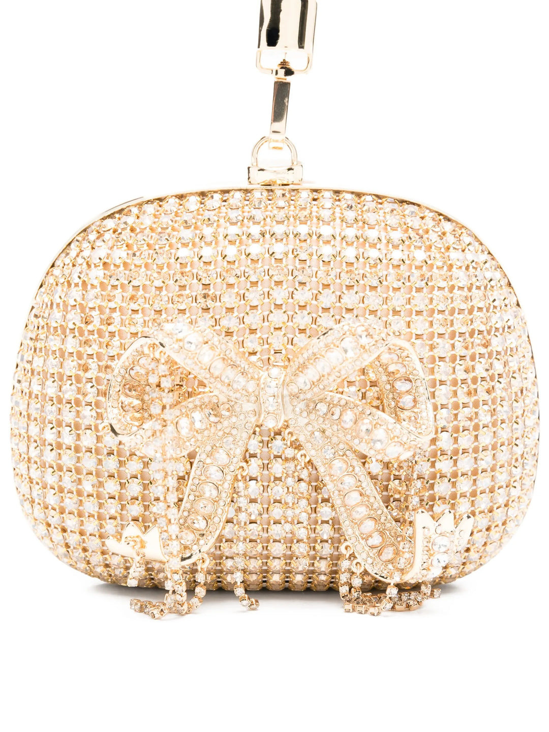 Gold Crystal Top Handle Clutch Bag - 4