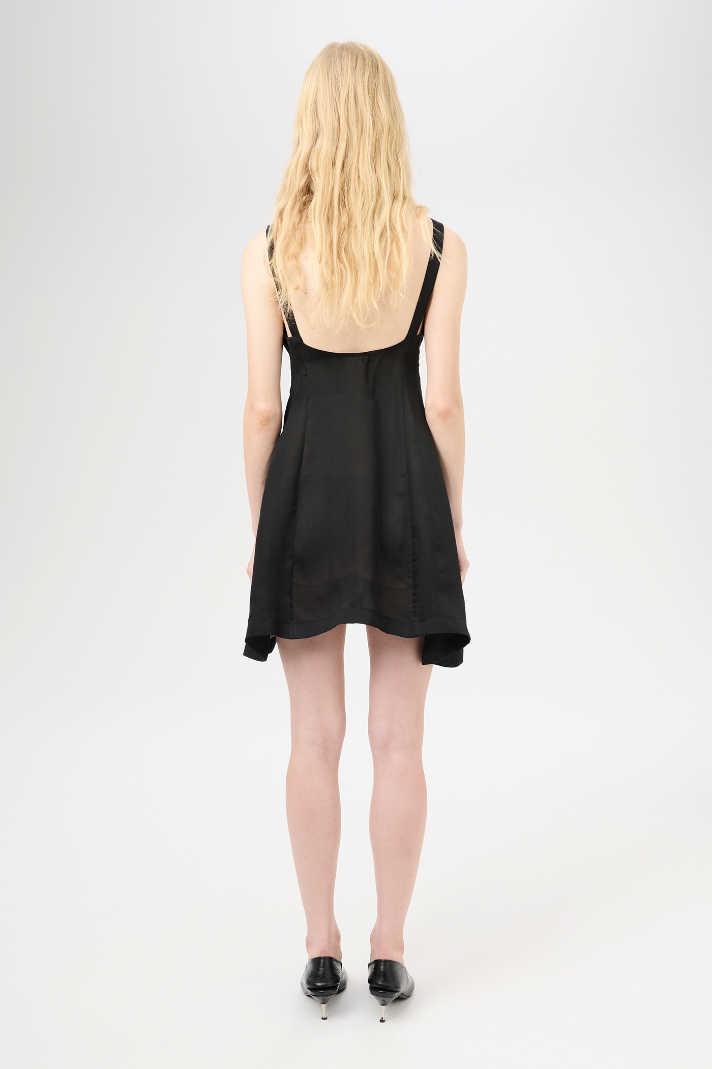 Apron Dress Noir Stripe Sheer Viscose Silk - 7