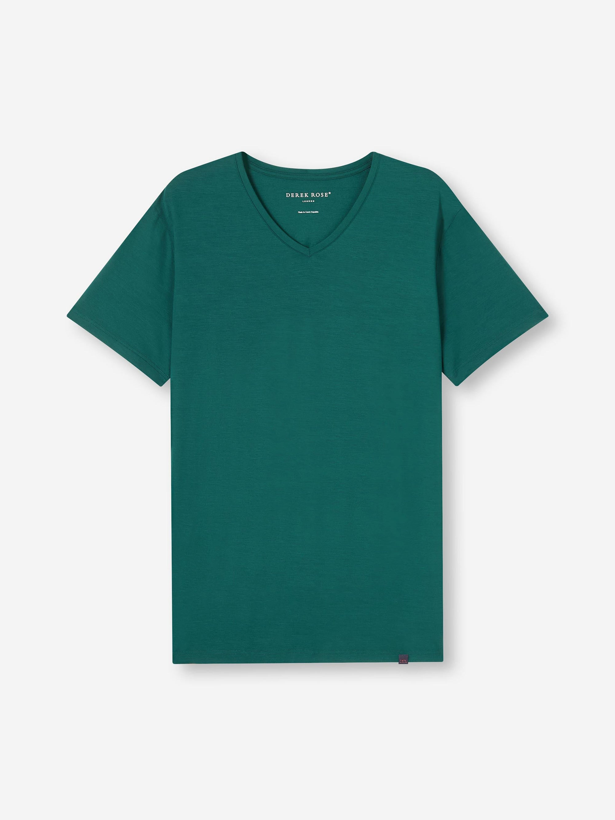 Men's V-Neck T-Shirt Basel Micro Modal Stretch Pine Green - 2