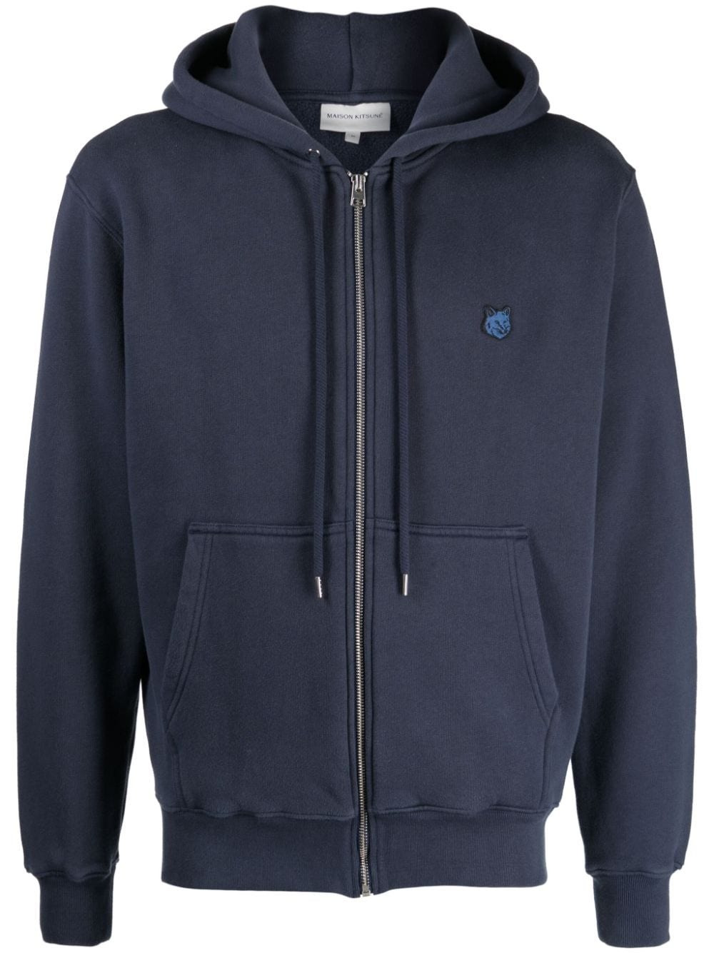 Fox-patch cotton drawstring hoodie - 1
