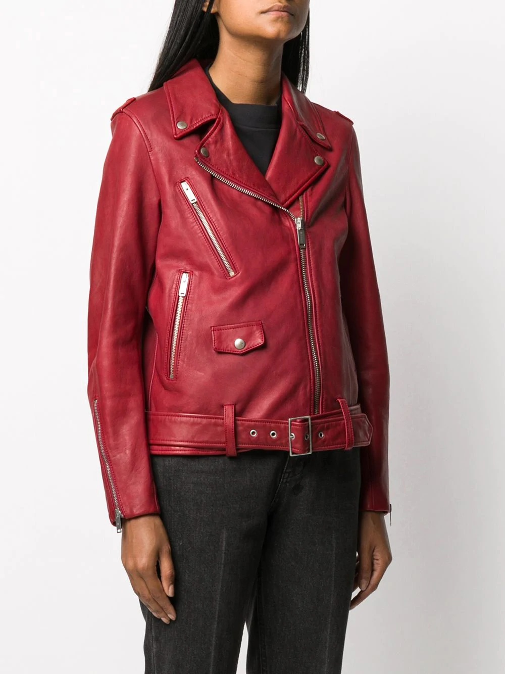 red classic biker jacket - 3