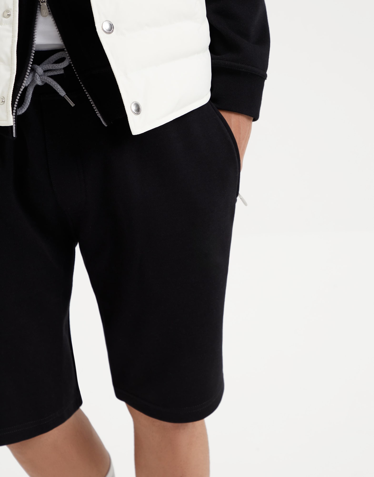 Cotton, cashmere and silk French terry double cloth Bermuda shorts - 3
