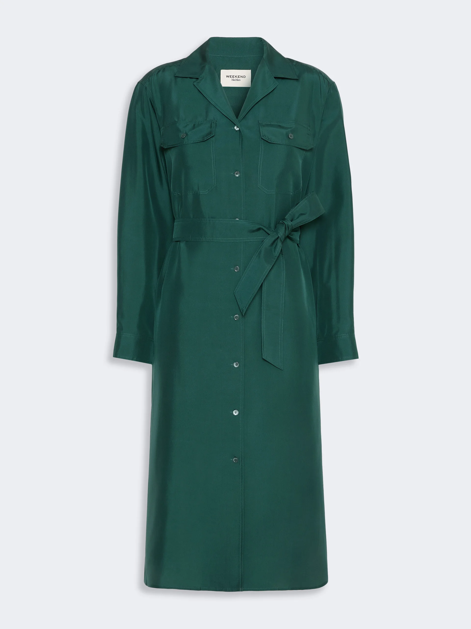 EDILE Silk shirt dress - DARK GREEN - 1