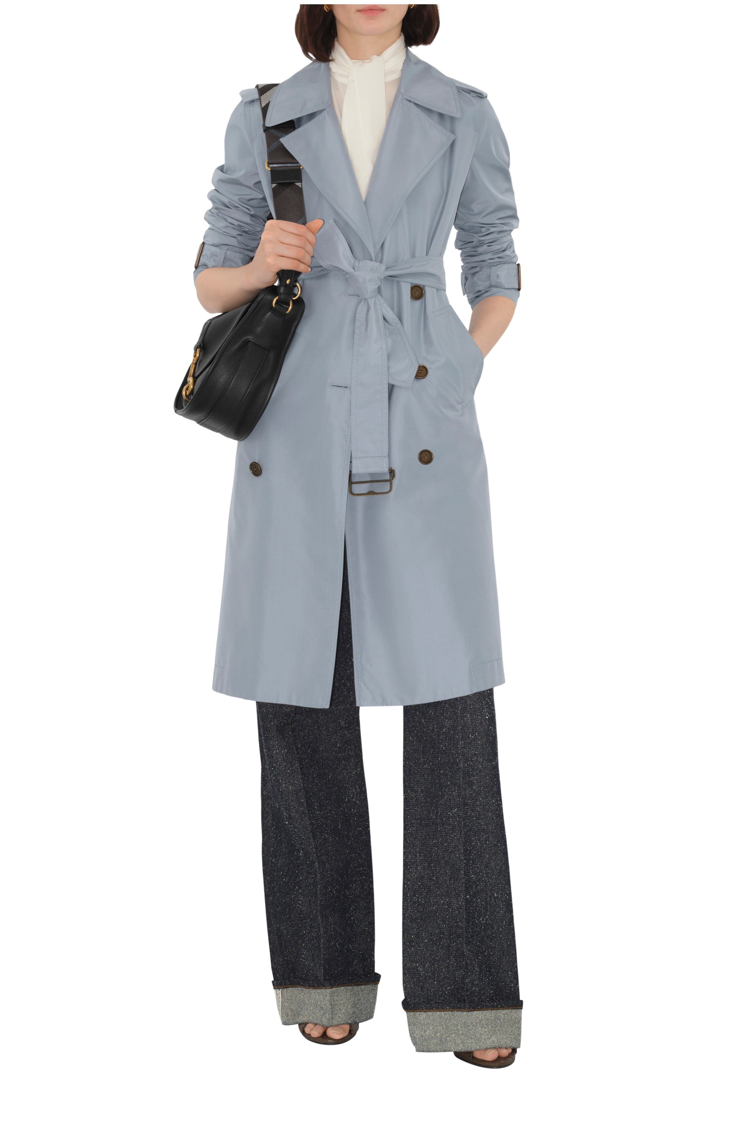 burberry Long Silk Trench Coat in Gale at Nordstrom - 1