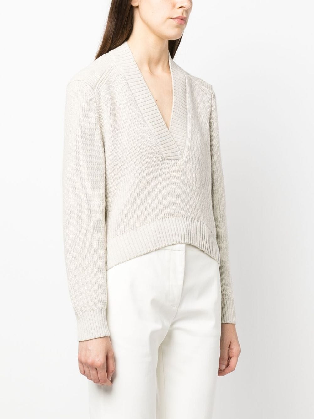 V-neck cotton jumper - 3