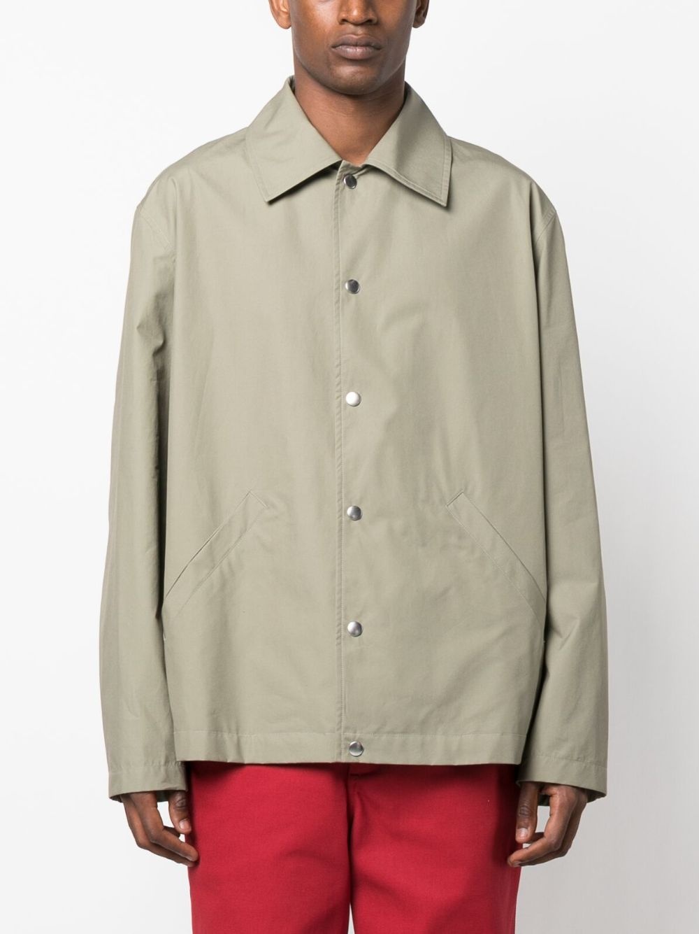 logo-print cotton shirt jacket - 3