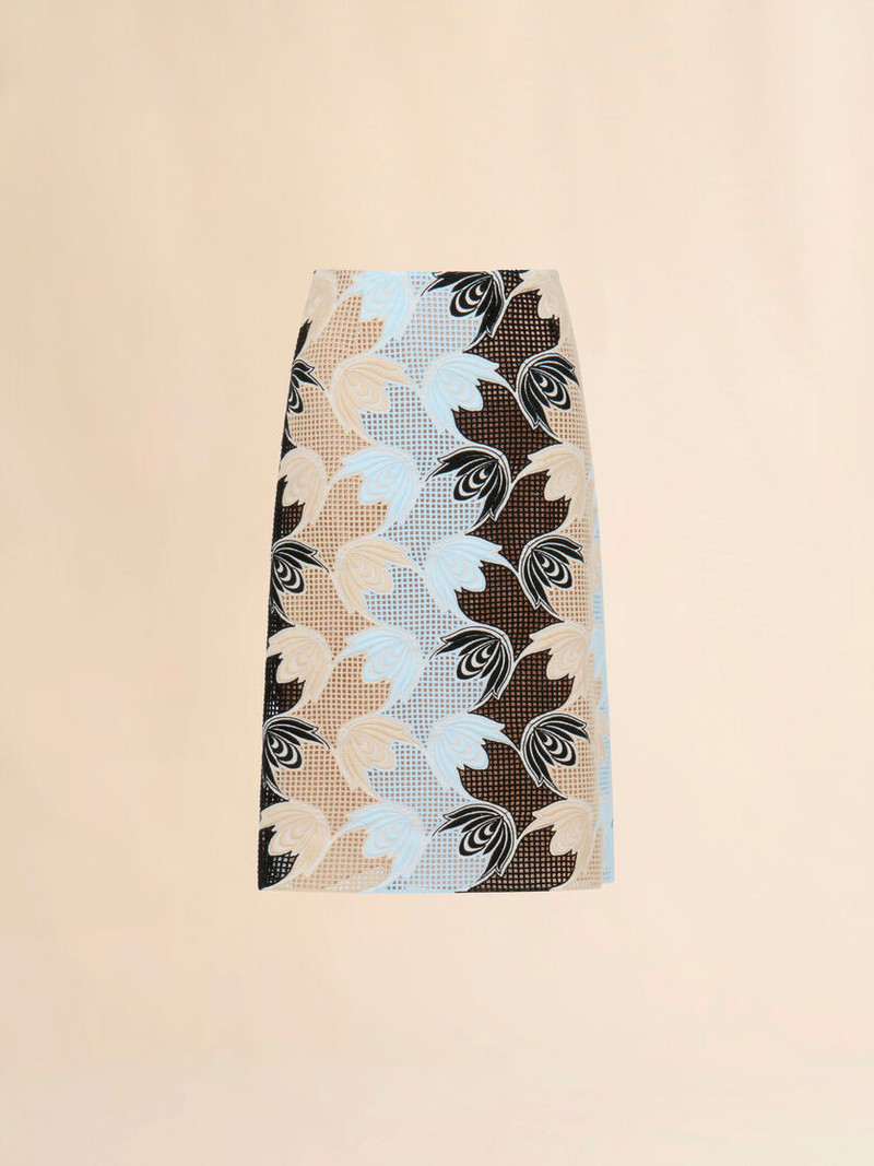BLUE AND BLACK BRODERIE ANGLAISE FLORAL SKIRT 1