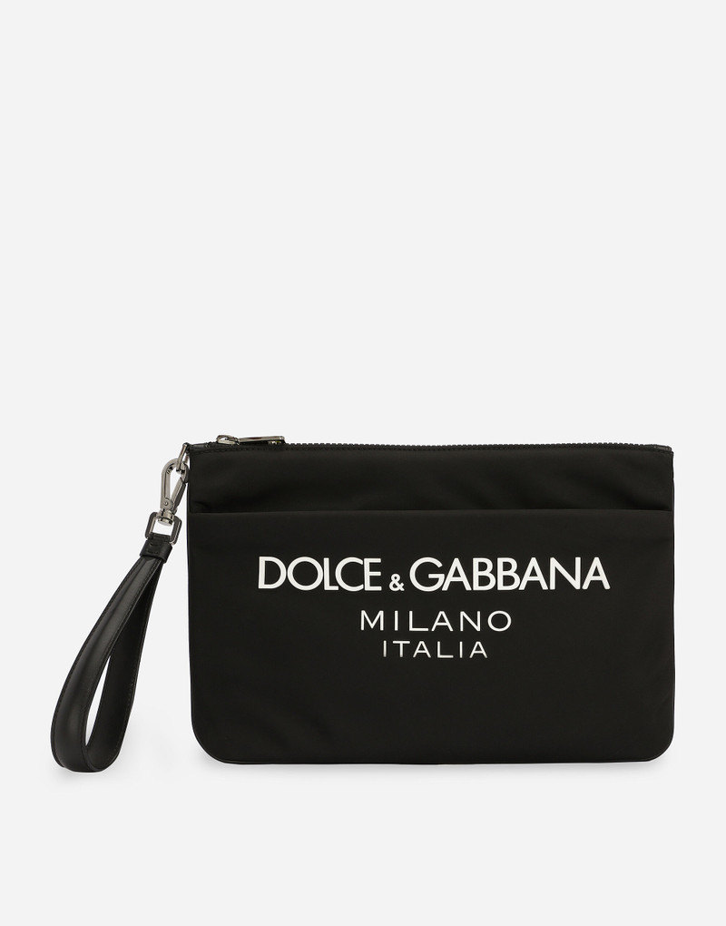 Nylon pouch with rubberized logo 1