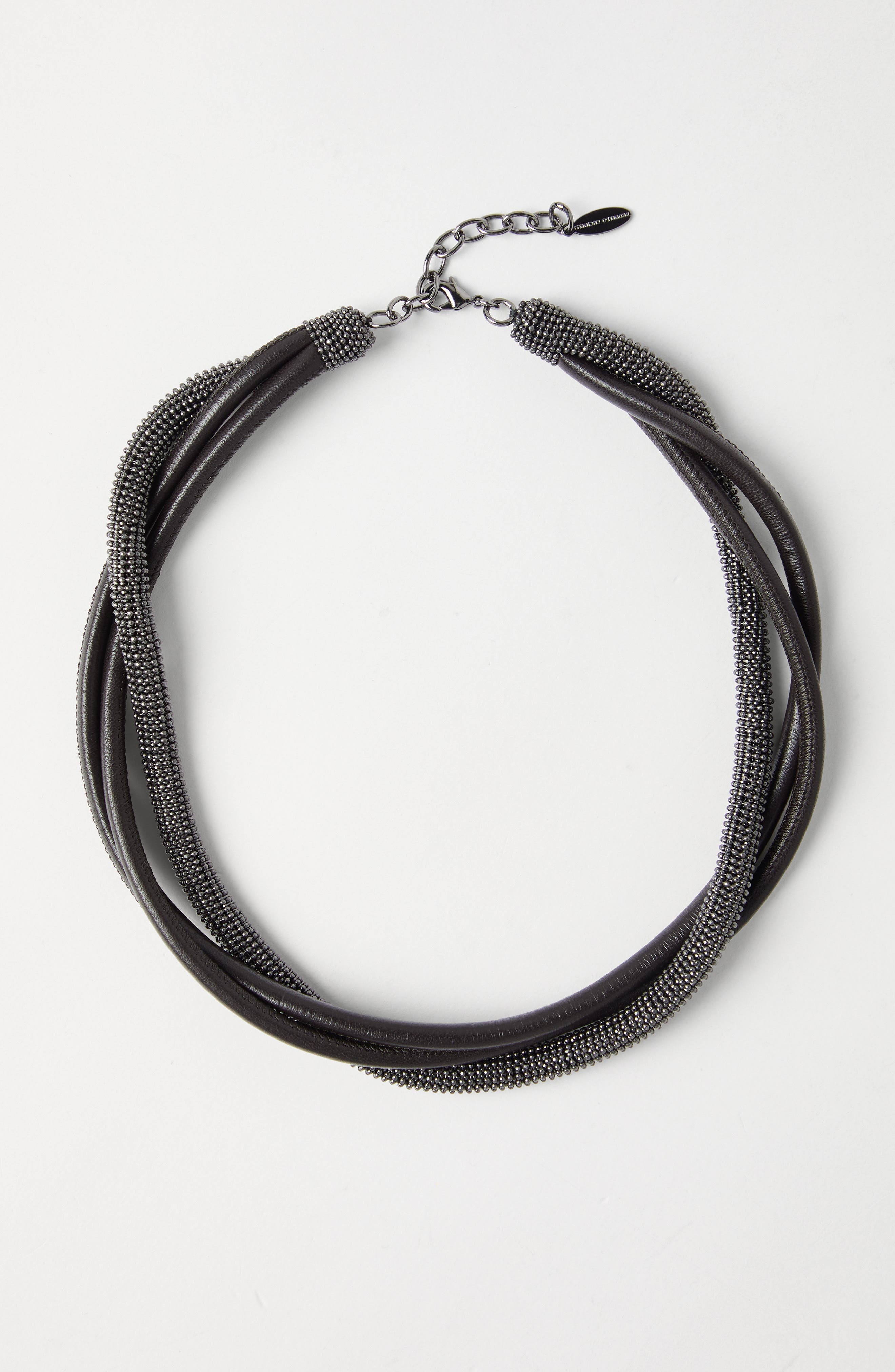 Brunello Cucinelli Precious leather choker in Black at Nordstrom - 2