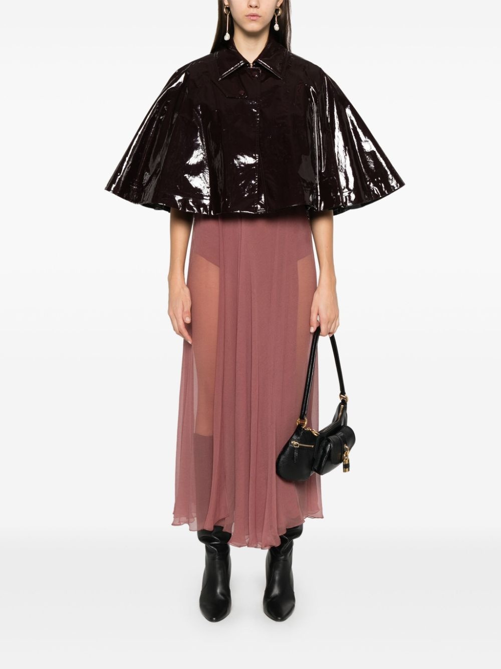 lacquered-finish cotton cape - 2