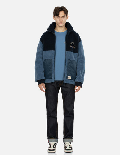 EVISU TWO-TONE REVERSIBLE RELAX FIT ZIPPED SHERPA JACKET outlook