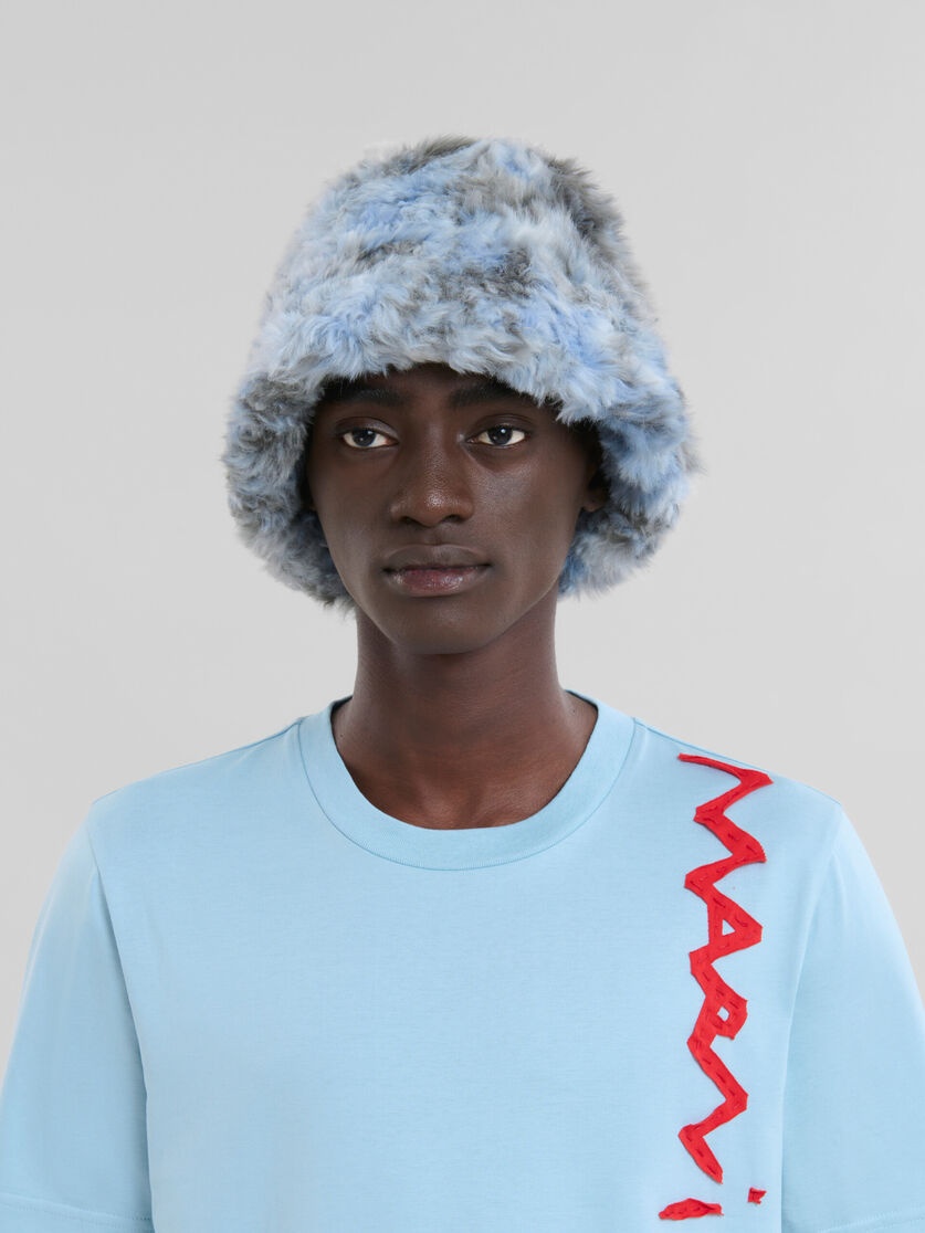 GREY LONG-HAIR JACQUARD BUCKET HAT - 2