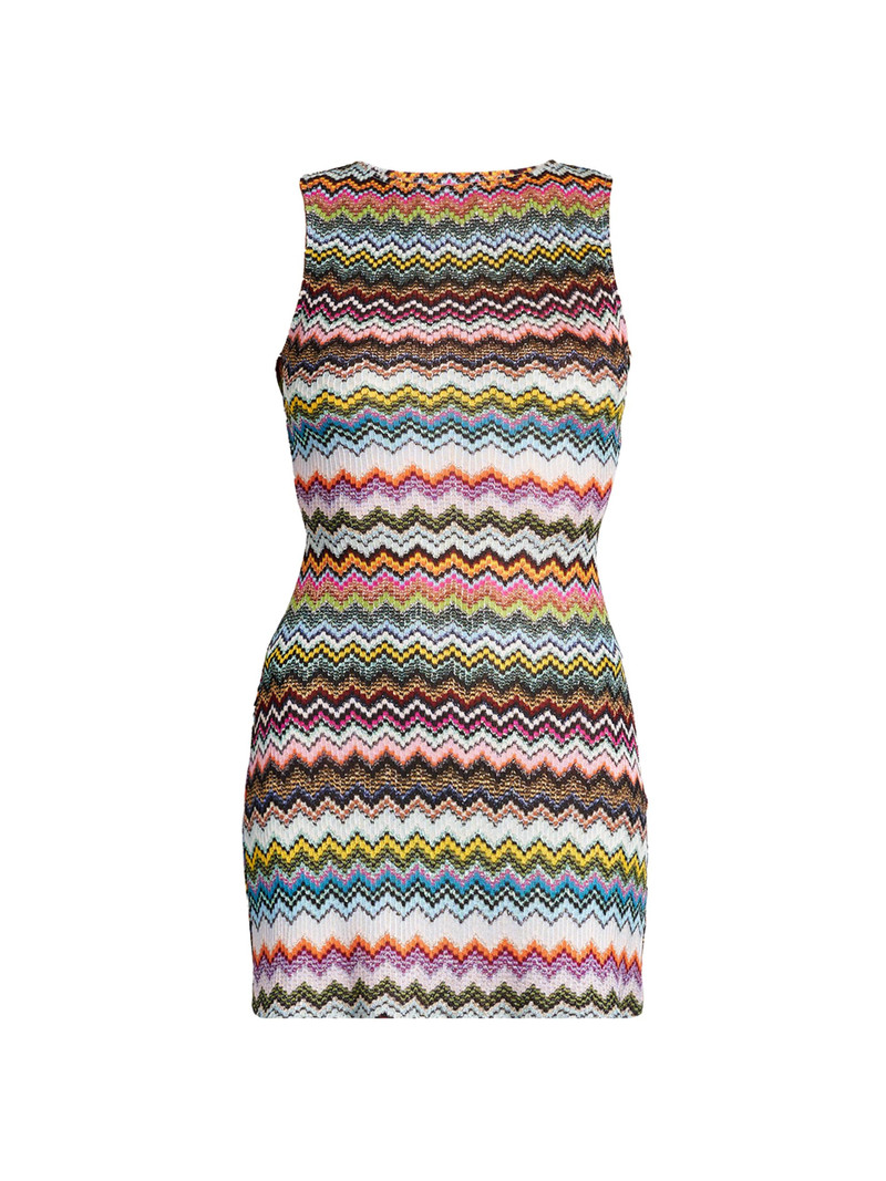 Women's Zigzag Open-Back Cover-Up Minidress - Multicolor Dark Base 1