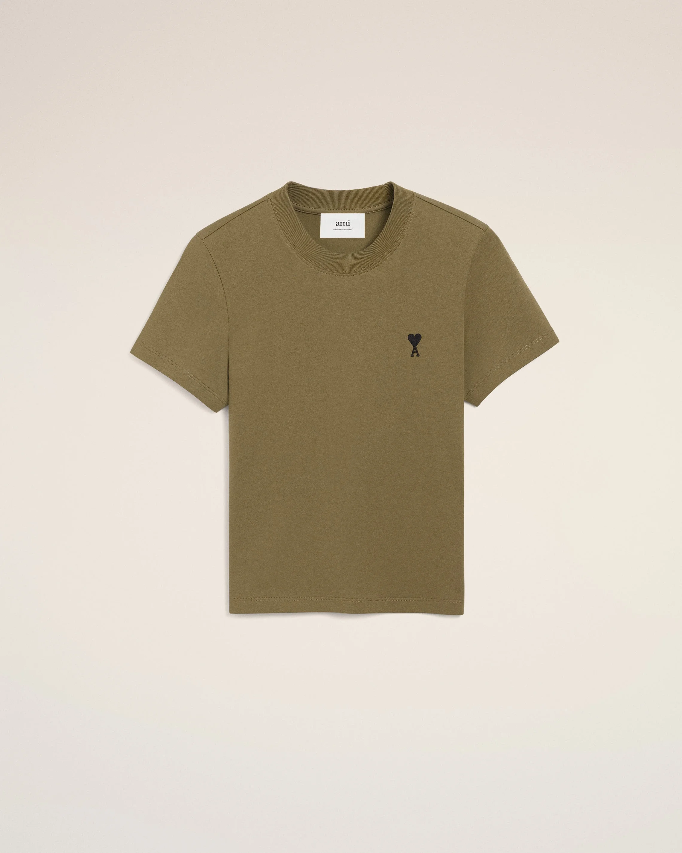 GREEN COTTON CROPPED AMI DE COEUR T-SHIRT - 1