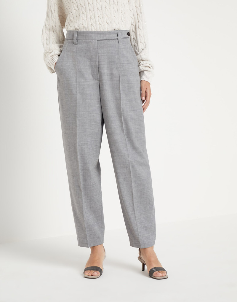 Comfort virgin wool fresco curved trousers 1