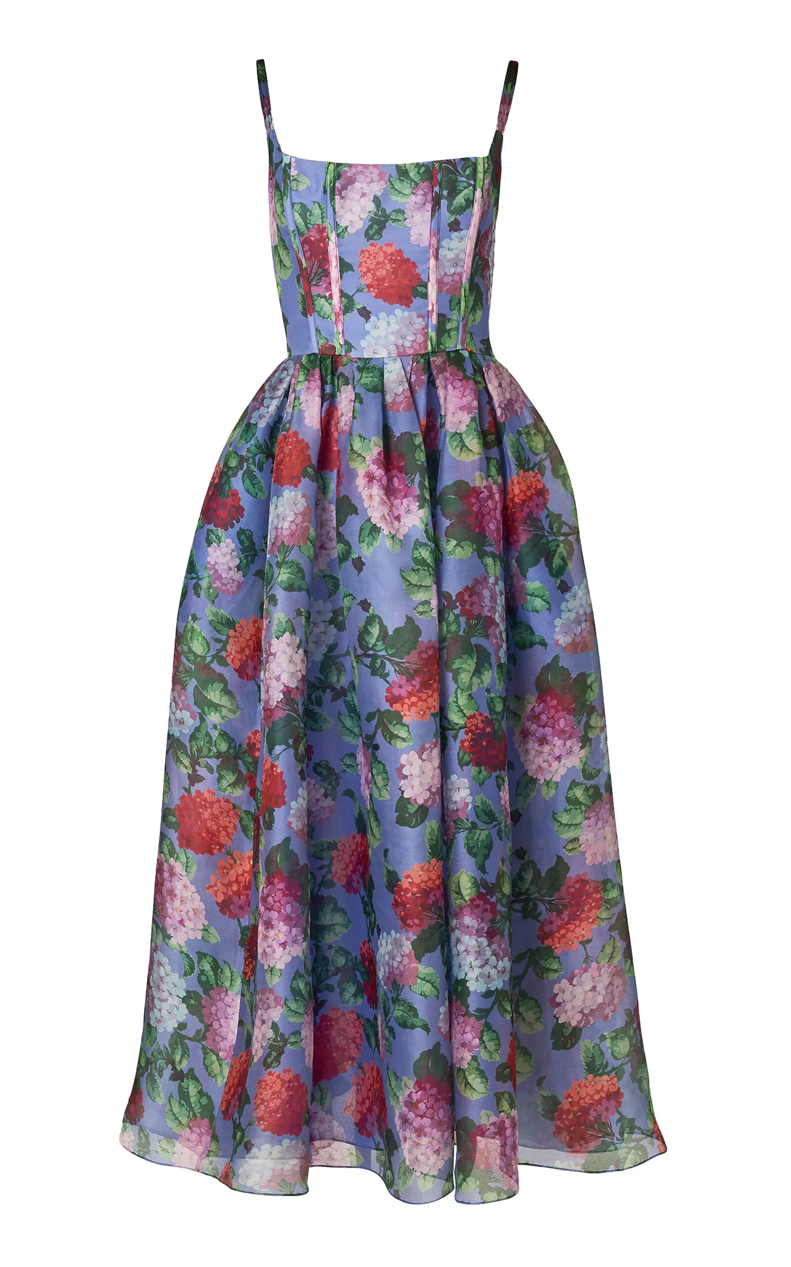 Hydrangea-Printed Crepe Midi Dress floral - 1