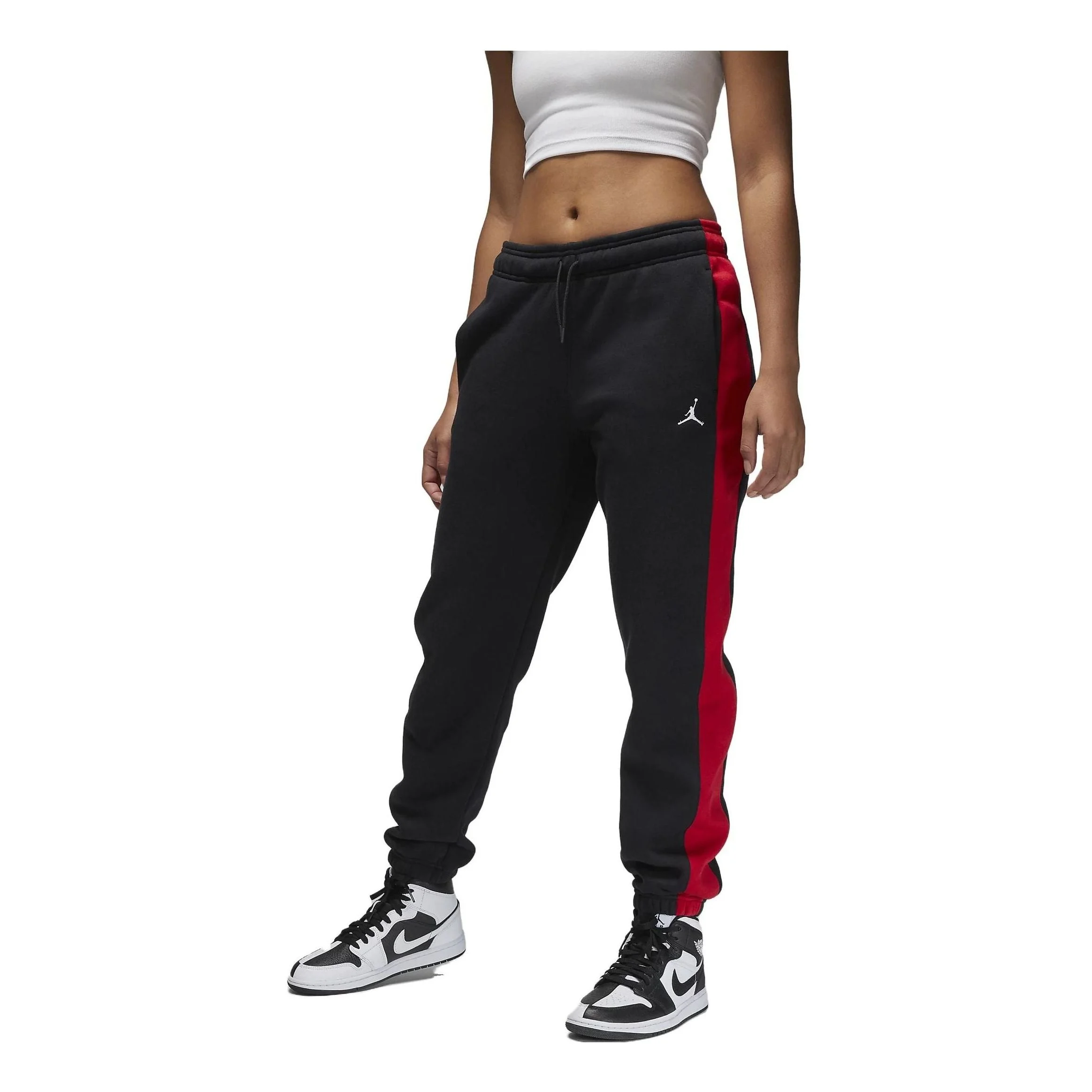 (WMNS) Air Jordan Brooklyn Sweatpants 'Black Red White' FB5171-010 - 1