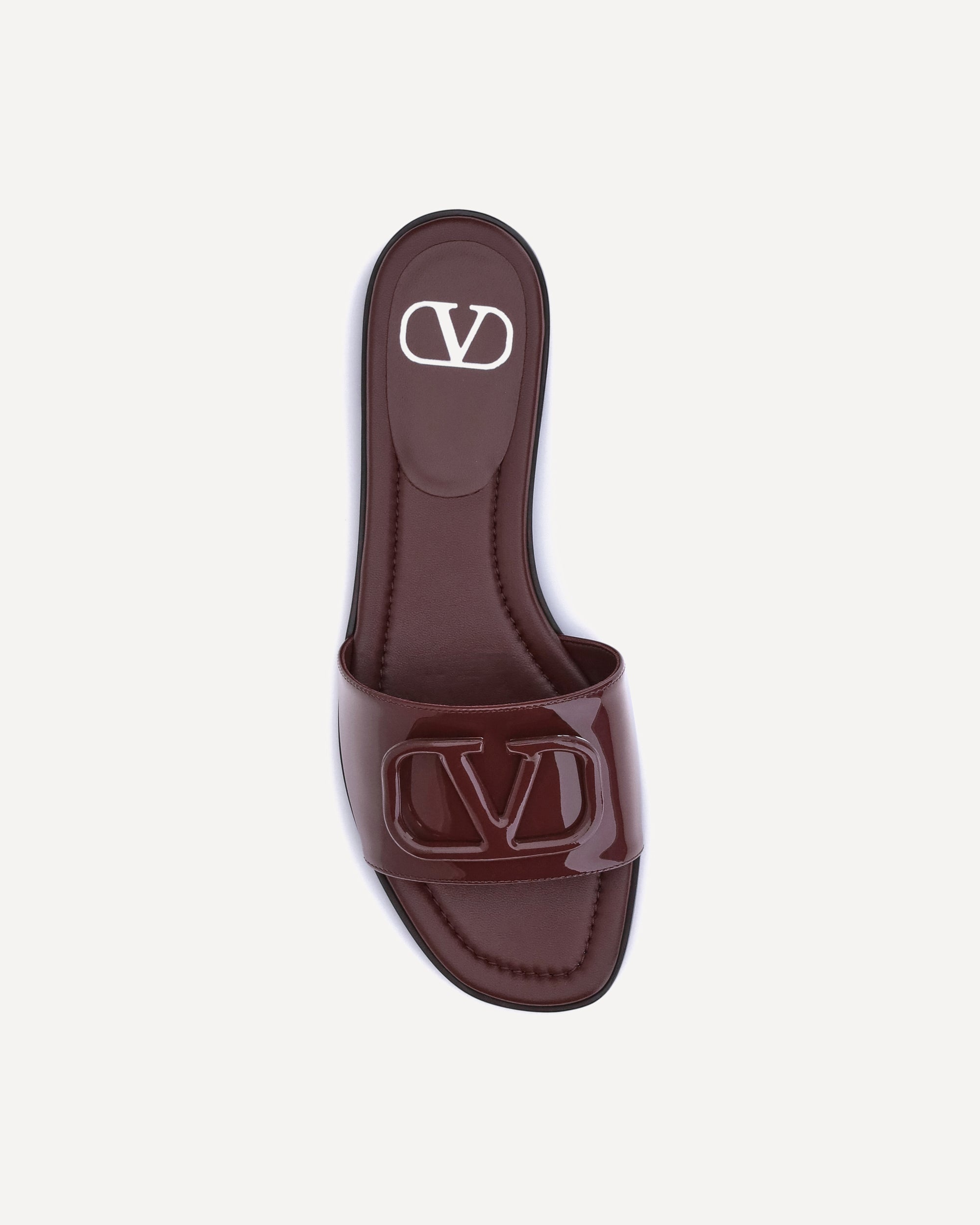 Patent leathe VLogo slide Sandals - 4
